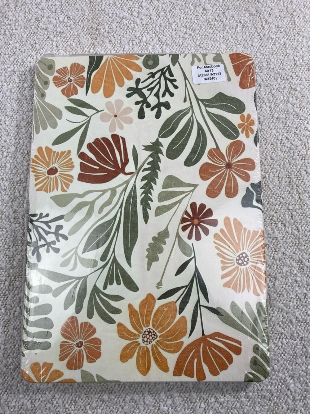 Floral MacBook Sleeve in Cream, Olive & Rust earthy nature MacBook Air 13